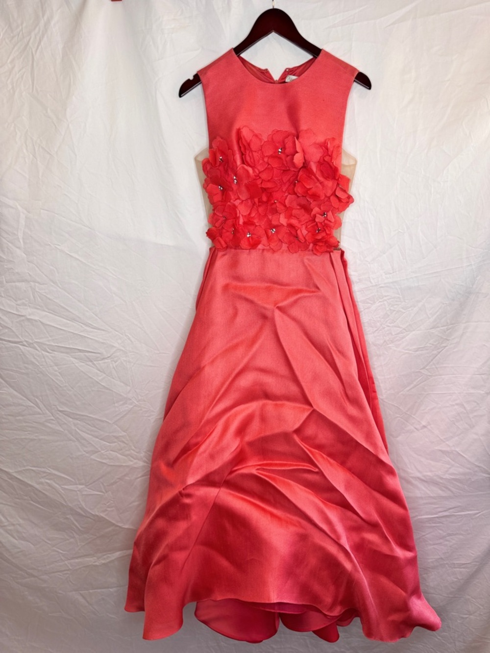 Angel Sanchez NWT Gown Coral Floral Appliqué Formal Dress